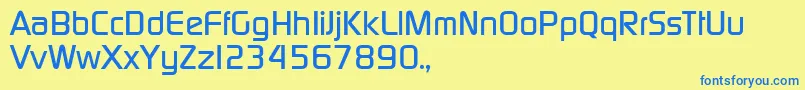 フォントTqfPcmedium – 青い文字が黄色の背景にあります。