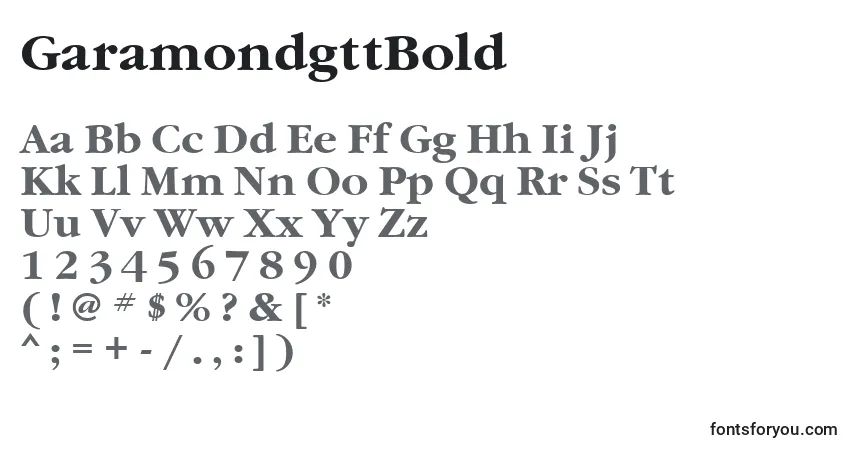Fuente GaramondgttBold - alfabeto, números, caracteres especiales