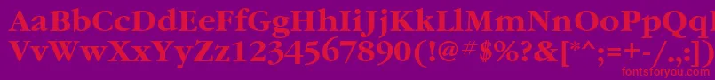 フォントGaramondgttBold – 紫の背景に赤い文字