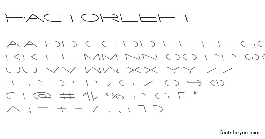 Fuente Factorleft - alfabeto, números, caracteres especiales