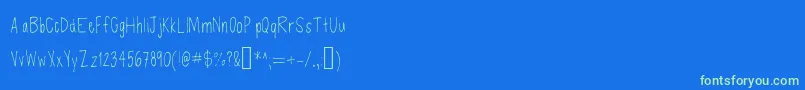 フォントDefenseless – 青い背景に緑のフォント