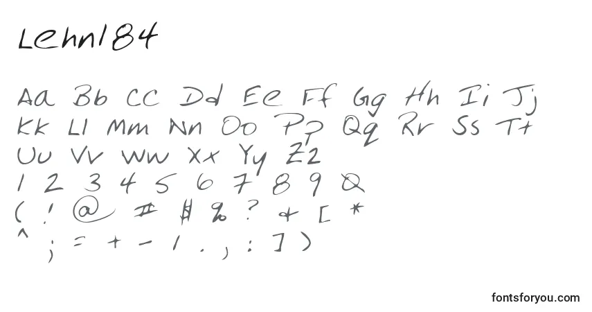 A fonte Lehn184 – alfabeto, números, caracteres especiais