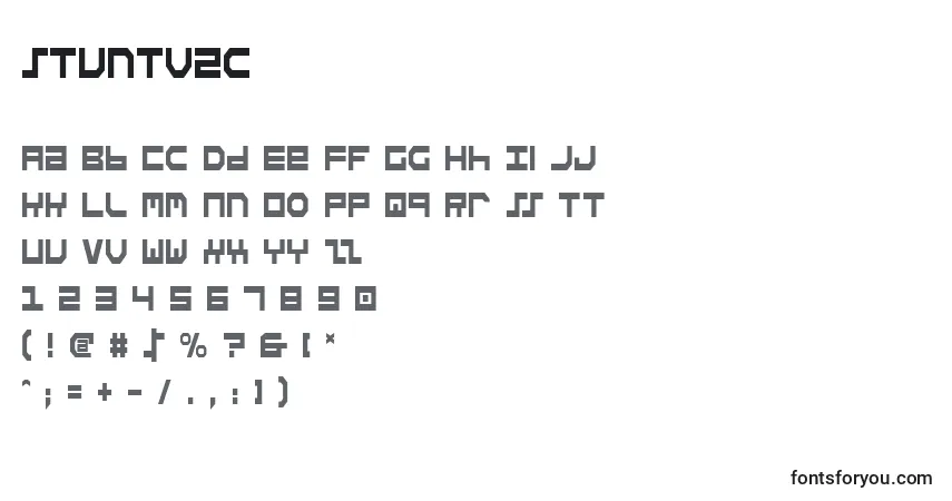 Czcionka Stuntv2c – alfabet, cyfry, specjalne znaki