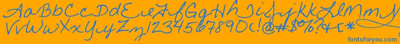 Little Font – Blue Fonts on Orange Background