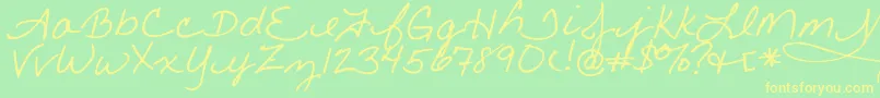 フォントLittle – 黄色の文字が緑の背景にあります