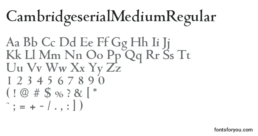 CambridgeserialMediumRegular-fontti – aakkoset, numerot, erikoismerkit