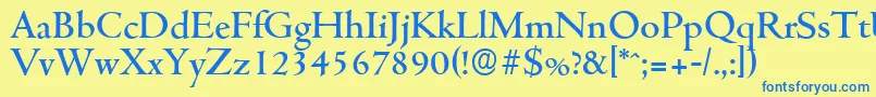 CambridgeserialMediumRegular Font – Blue Fonts on Yellow Background