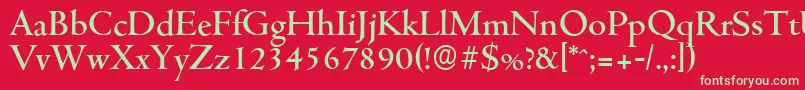 フォントCambridgeserialMediumRegular – 赤い背景に緑の文字