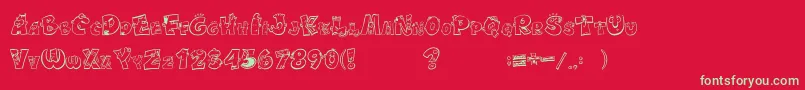 Caricature Font – Green Fonts on Red Background