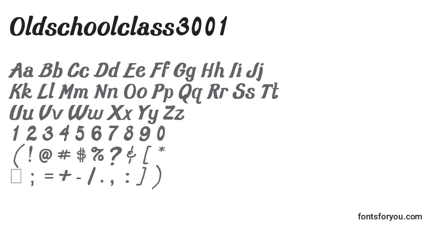 Czcionka Oldschoolclass3001 – alfabet, cyfry, specjalne znaki