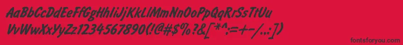 BrushtypeBoldItalic Font – Black Fonts on Red Background