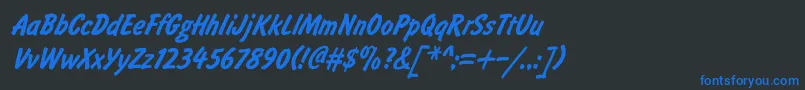 BrushtypeBoldItalic Font – Blue Fonts on Black Background