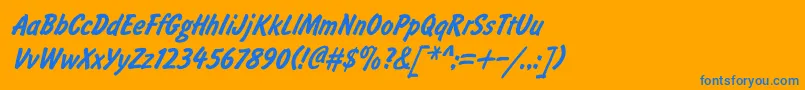 BrushtypeBoldItalic Font – Blue Fonts on Orange Background