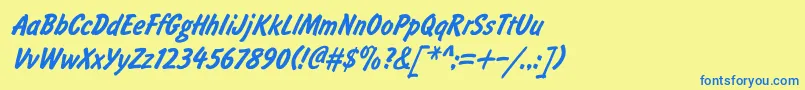 BrushtypeBoldItalic Font – Blue Fonts on Yellow Background