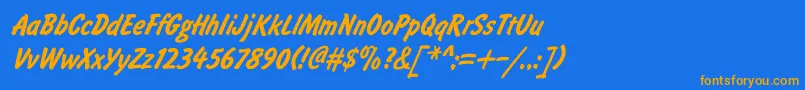 BrushtypeBoldItalic Font – Orange Fonts on Blue Background