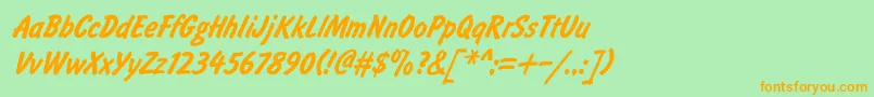 BrushtypeBoldItalic Font – Orange Fonts on Green Background