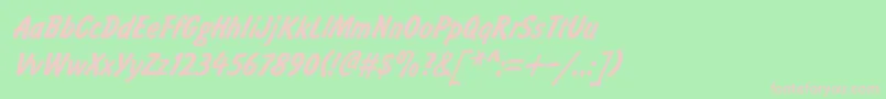 BrushtypeBoldItalic Font – Pink Fonts on Green Background