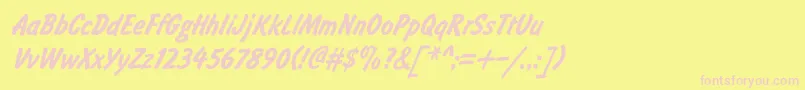 BrushtypeBoldItalic Font – Pink Fonts on Yellow Background