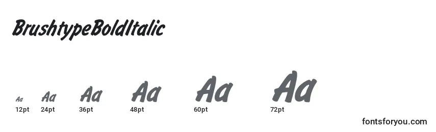 BrushtypeBoldItalic Font Sizes