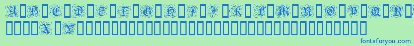 GothicFlourish-Schriftart – Blaue Schriften auf grünem Hintergrund