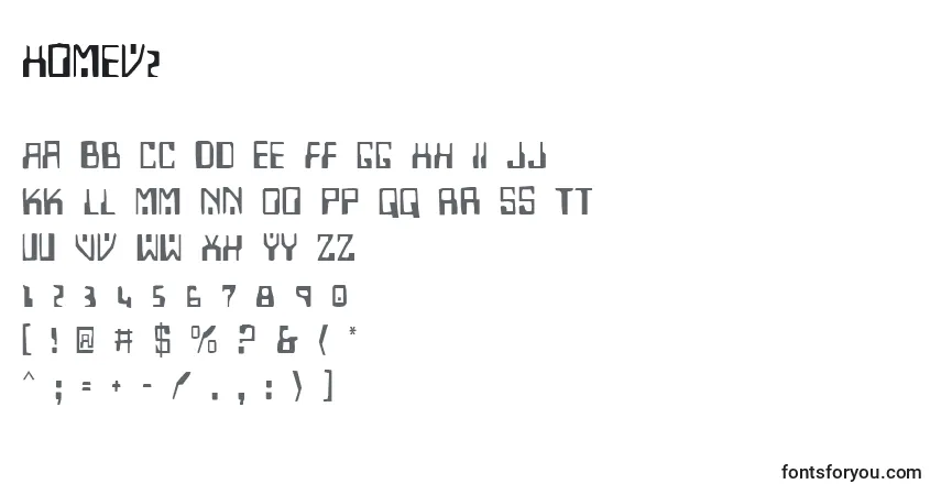 Homev2-fontti – aakkoset, numerot, erikoismerkit