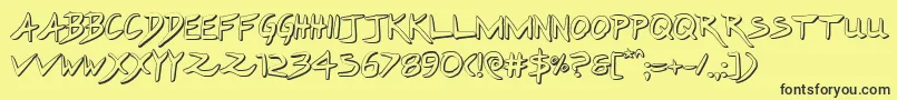 Hakturus3D-Schriftart – Schwarze Schriften auf gelbem Hintergrund