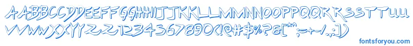 フォントHakturus3D – 白い背景に青い文字