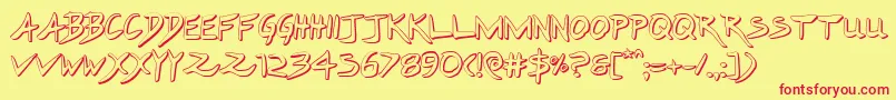 Hakturus3D Font – Red Fonts on Yellow Background