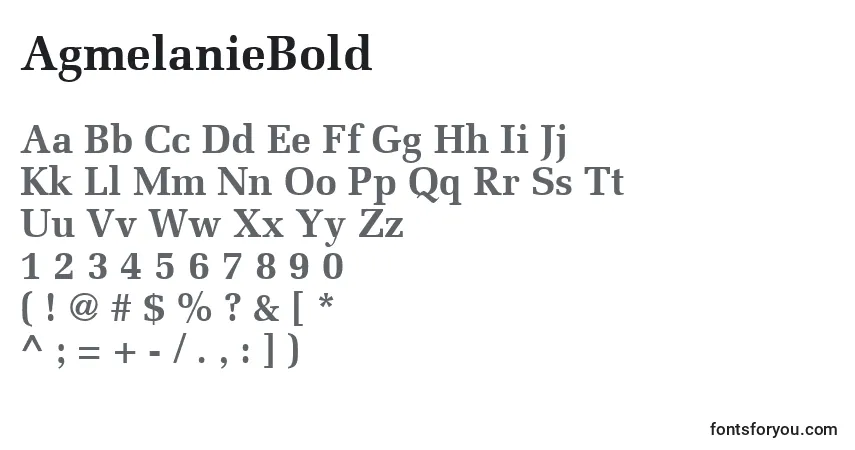 Шрифт AgmelanieBold – алфавит, цифры, специальные символы