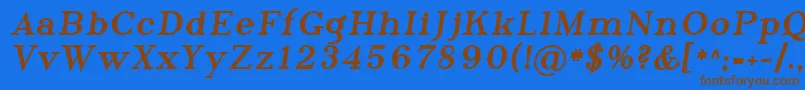 フォントSfphosphorustribromide – 茶色の文字が青い背景にあります。