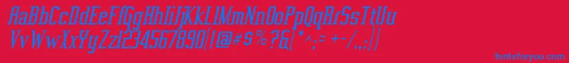 VahikaItalic Font – Blue Fonts on Red Background