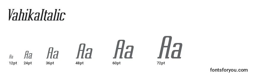 Размеры шрифта VahikaItalic