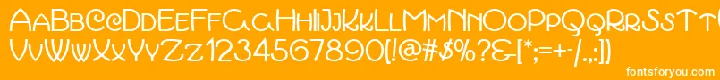 March-Schriftart – Weiße Schriften auf orangefarbenem Hintergrund