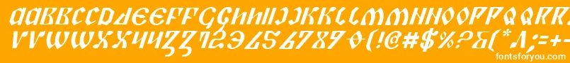 Czcionka PiperPieItalic – białe czcionki na pomarańczowym tle