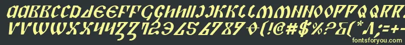 Fonte PiperPieItalic – fontes amarelas em um fundo preto