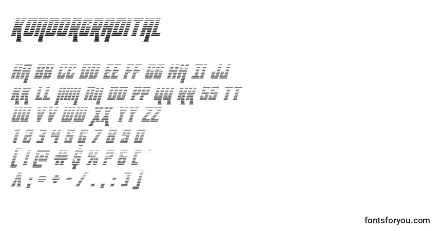 A fonte Kondorgradital – alfabeto, números, caracteres especiais