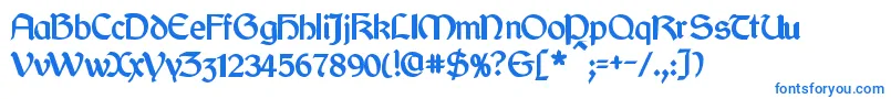 CyrodiilBold-Schriftart – Blaue Schriften auf weißem Hintergrund