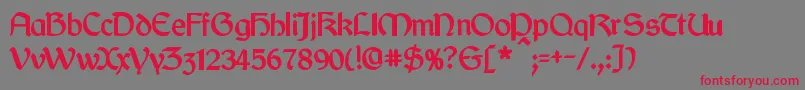 CyrodiilBold-Schriftart – Rote Schriften auf grauem Hintergrund