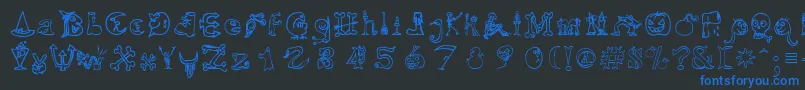 フォントHallmt – 黒い背景に青い文字