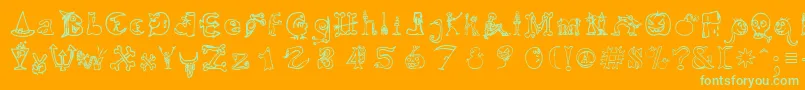 Шрифт Hallmt – зелёные шрифты на оранжевом фоне