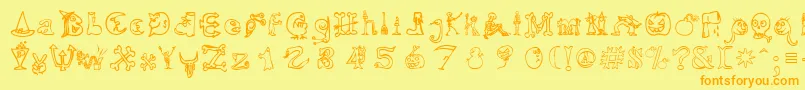 Hallmt Font – Orange Fonts on Yellow Background