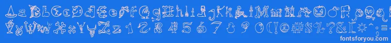 フォントHallmt – ピンクの文字、青い背景