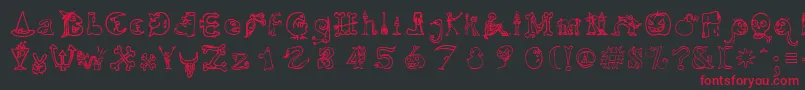 フォントHallmt – 黒い背景に赤い文字