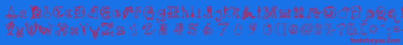 Hallmt Font – Red Fonts on Blue Background