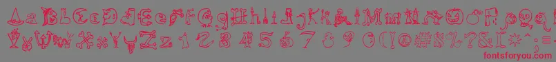 フォントHallmt – 赤い文字の灰色の背景