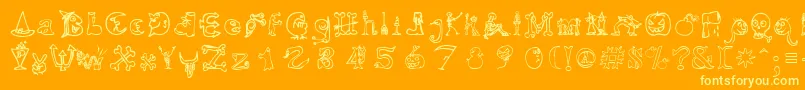 Fonte Hallmt – fontes amarelas em um fundo laranja