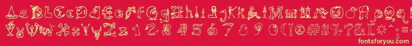 Hallmt Font – Yellow Fonts on Red Background