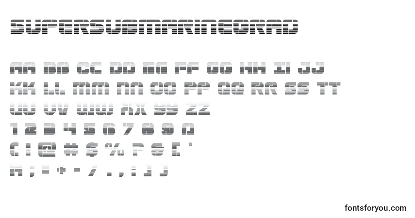 A fonte Supersubmarinegrad – alfabeto, números, caracteres especiais