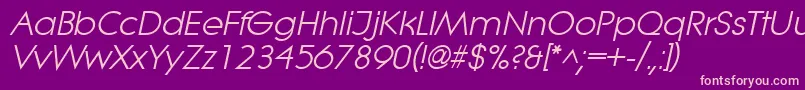 LitheItalic Font – Pink Fonts on Purple Background