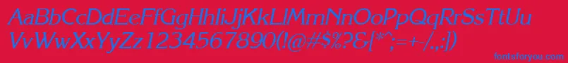 KareliaItalic Font – Blue Fonts on Red Background